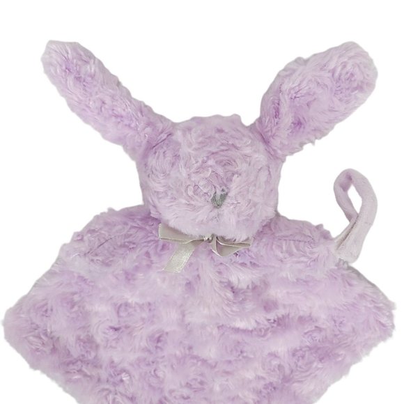 Blankets And Beyond Lovey Security Blanket Plush Bunny Purple Violet Bow 12 x 14 - Picture 3 of 8